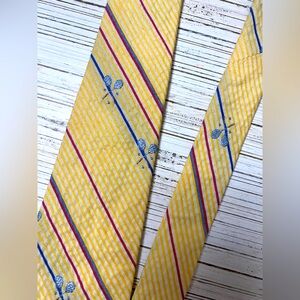 Ralph Lauren Vintage 1980's Tie Tennis Rackets Seersucker Embroidered